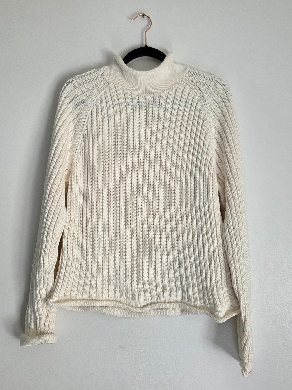 Faherty Women's Cream Ribbed Mock Neck Sweater